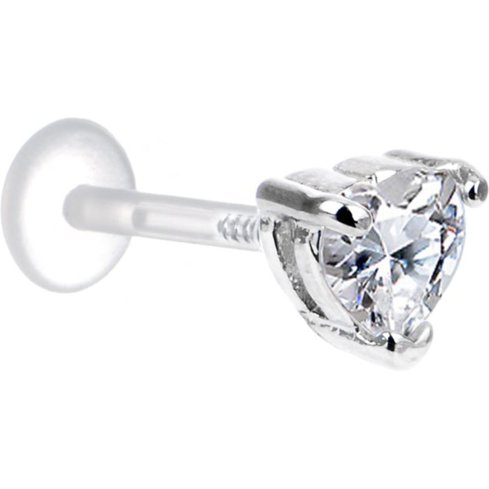 NEW 16 Gauge 3/8 Clear Heart Bioplast Tragus Labret Monroe